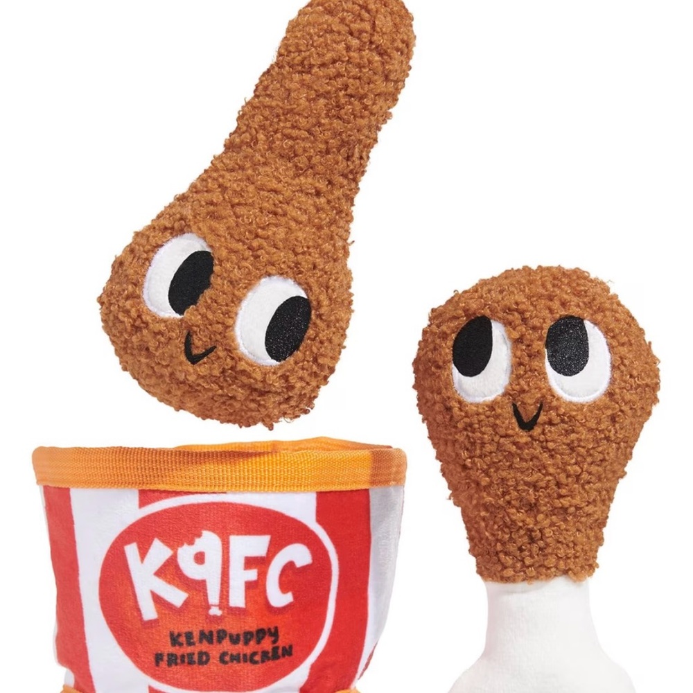 BARK Kenpuppy Fried Chicken 3-in-1 Treat Hiding Squeaky Plush Crinkle Dog Toy